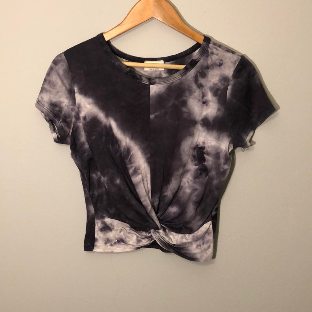 Blue/black and white tie die crop top
